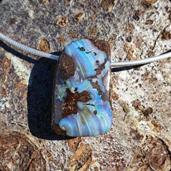 Pendentif Opale Boulder – Bleu Océanique