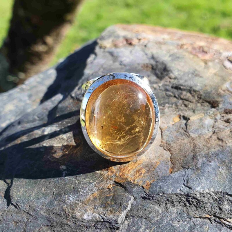 Bague Citrine – Éclats Doré & Ocre – Taille 54 Bague Citrine