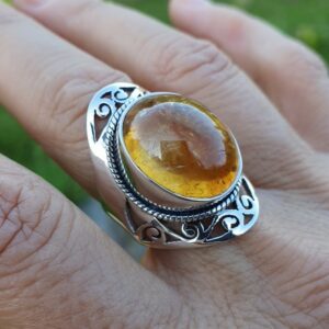 Bague Argent 925 Et Or 24 Carats - 2 Rubis étoilés, 1 Tourmaline Rouge - Taille 56 - Neuf étiqueté