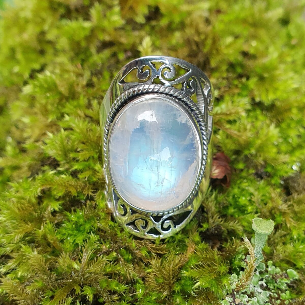 Bague En Argent 925 Et Pierre De Lune - Taille 59 - Belle - Neuf Avec étiquettes