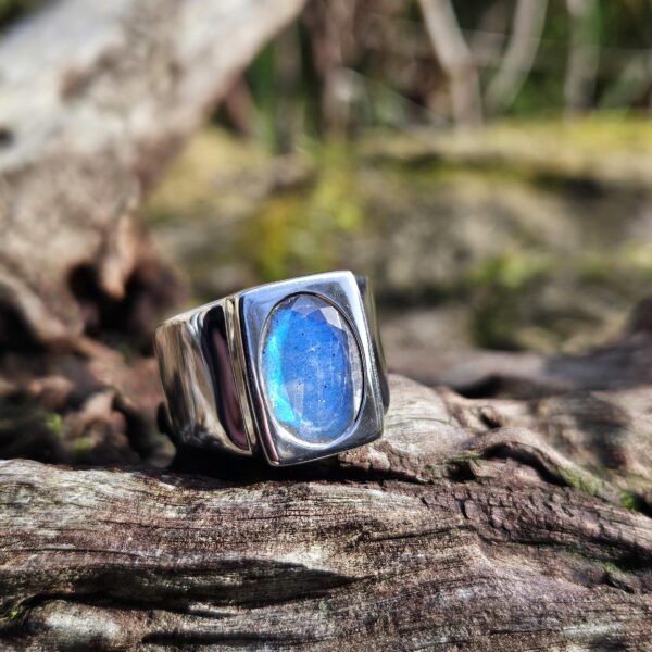 Bague Chevalière Labradorite - Taille 60 - Image 2