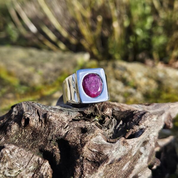 Bague Chevalière en Rubis -Taille 64 - Image 3