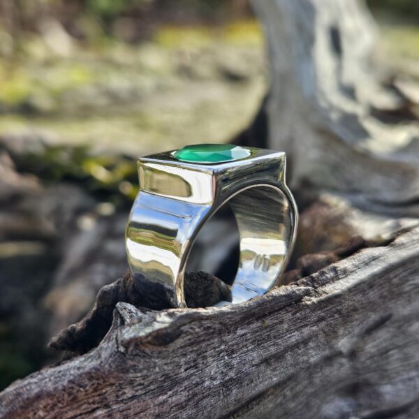 Bague Chevalière Onyx Vert - Taille 58 - Image 3