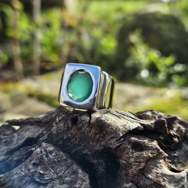 Bague Chevalière Onyx Vert - Taille 58 - Image 2