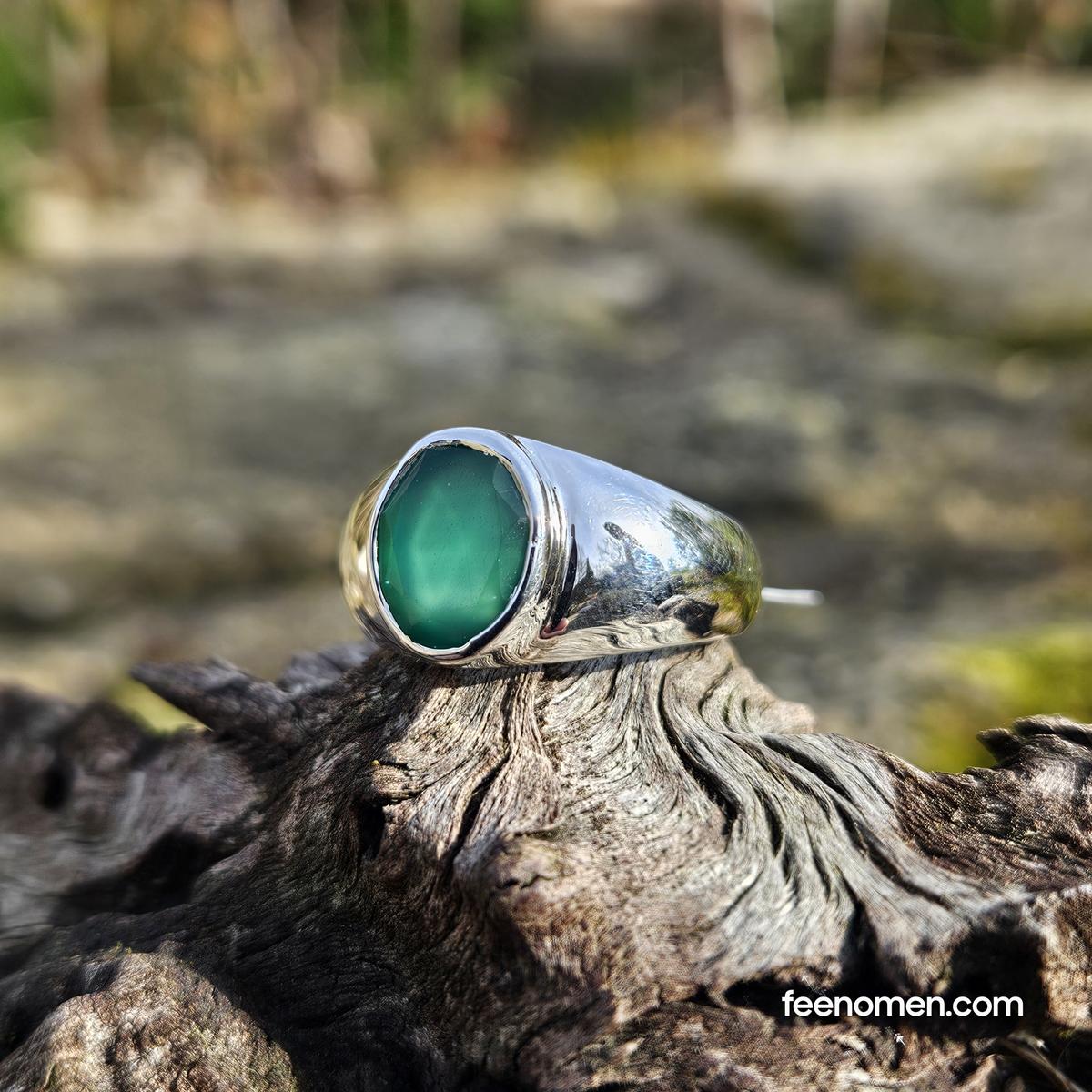 Chevalière Onyx Vert – Harmonie – Taille 62 Chevalière en argent massif onyx vert taille 62, bijou masculin élégant.