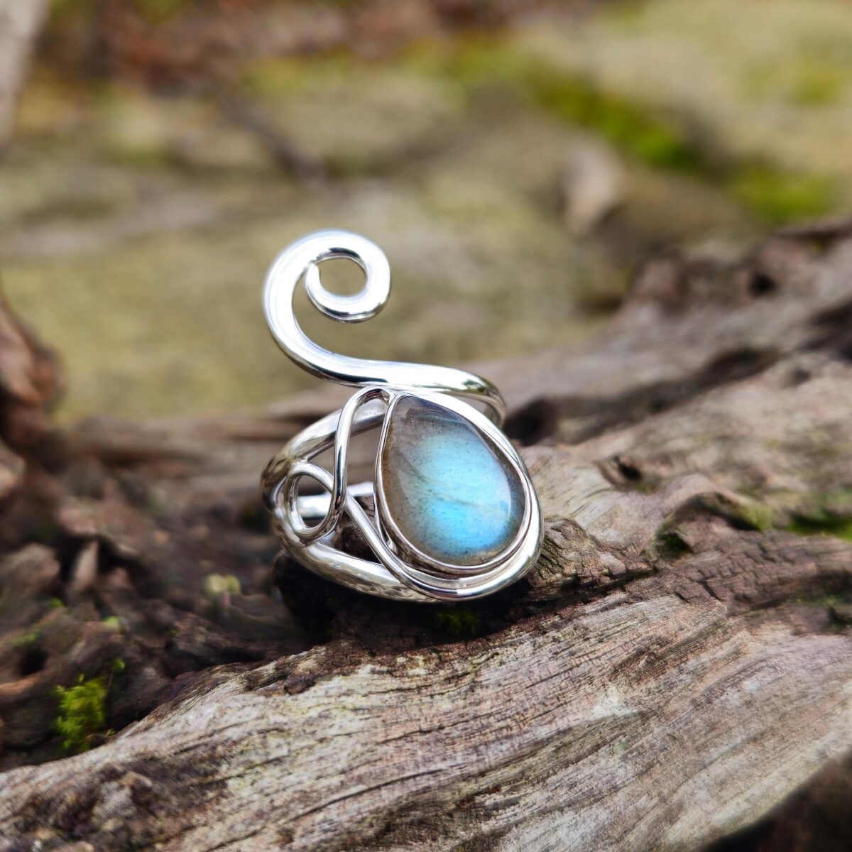 Bague Labradorite – Goutte Bleu-Vert – Taille 60 Bague Labradorite - Goutte Bleu-Vert - Taille 60 - Image 4