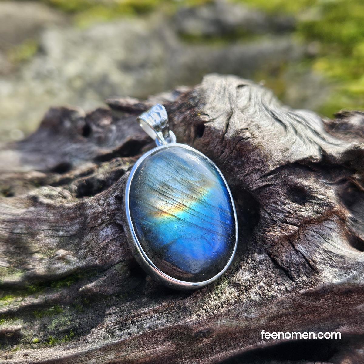Pendentif Labradorite Argent Sterling 925 – Fait Main, Larme, Pierre Naturelle