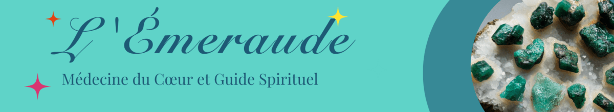 Cristaux d’émeraude brute sur amas de quartz, illustrant les vertus spirituelles et énergétiques de la pierre du cœur.